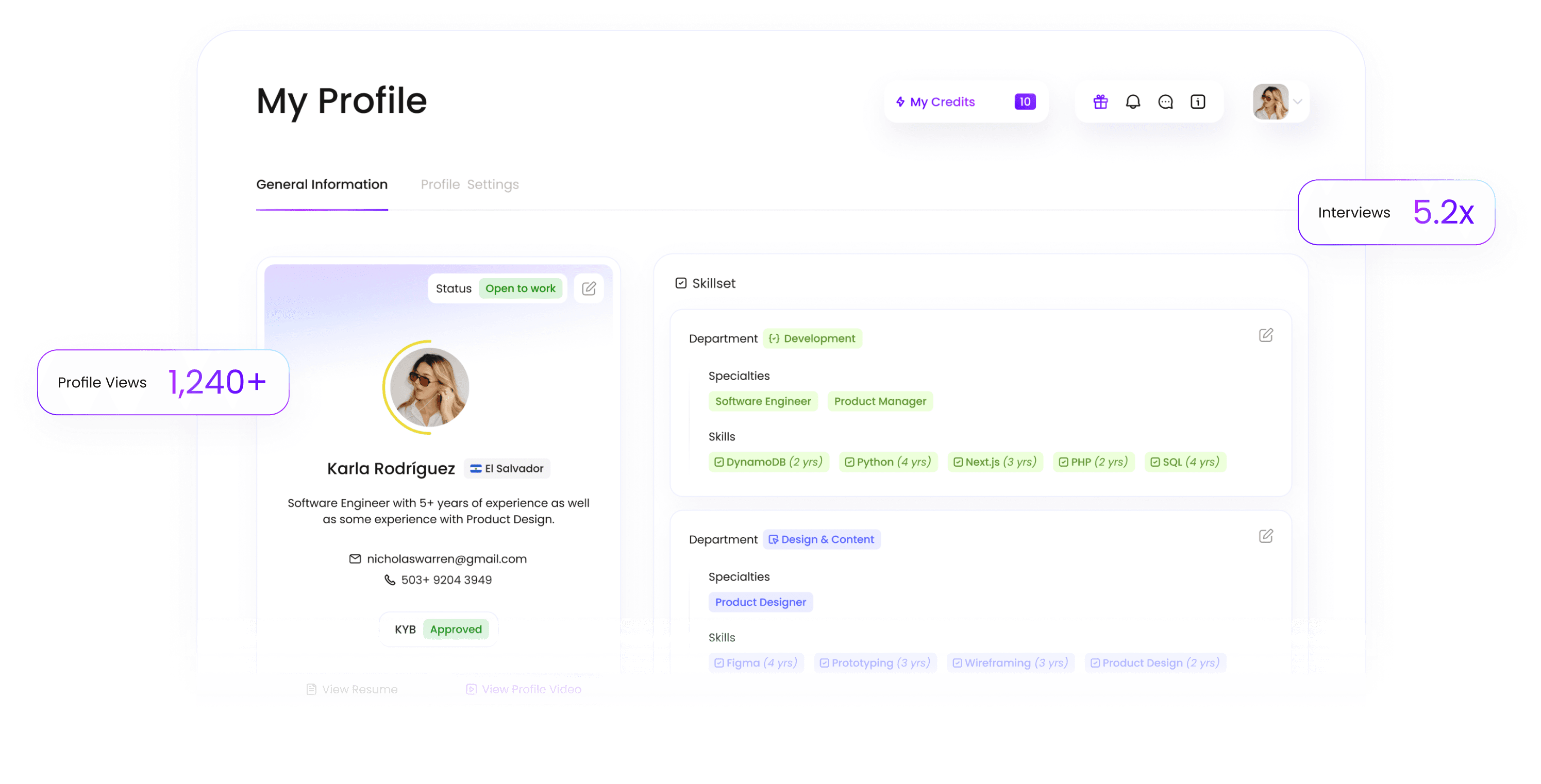 Jobber Profile Screen